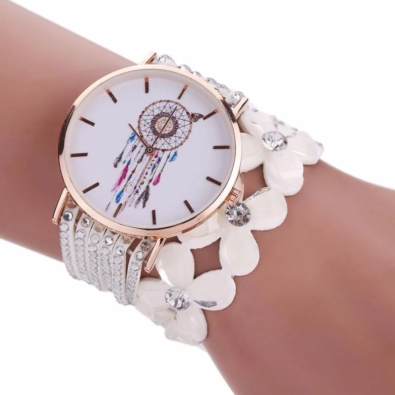 

Elegant Ladies Diamond Crystal Watch Women Fashion Dreamcatcher Pattern Quartz Watches Women Bracelet Wrist Watch Relogio #Ju