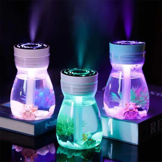 

Cute Cool Mist Humidifier Office Bedroom Air Purifier USB Charging Kawaii Air Humidifier with LED Light Air Moisturizing Bottle