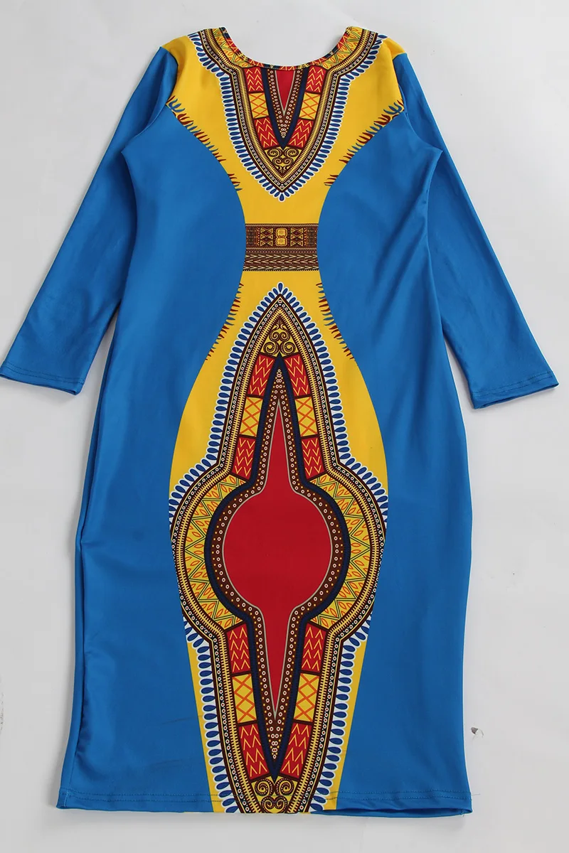 Kostlich Autumn Dress Women 2017 African Tribes Retro Print Dress O-Neck Long Sleeve Womens Clothing Vintage Bodycon Dresses (19)
