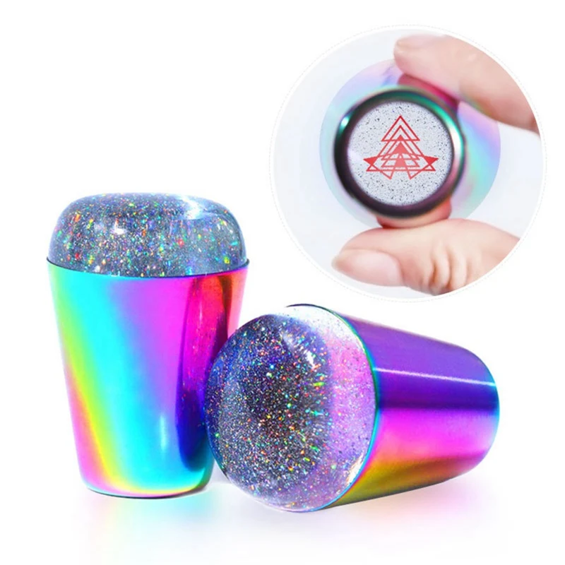 

New Big 4cm Silicone Head Nail Art Stamper with Plastic Flower Scraper Galaxy Silicone Stamp Manicure Stamping Polish Transfer