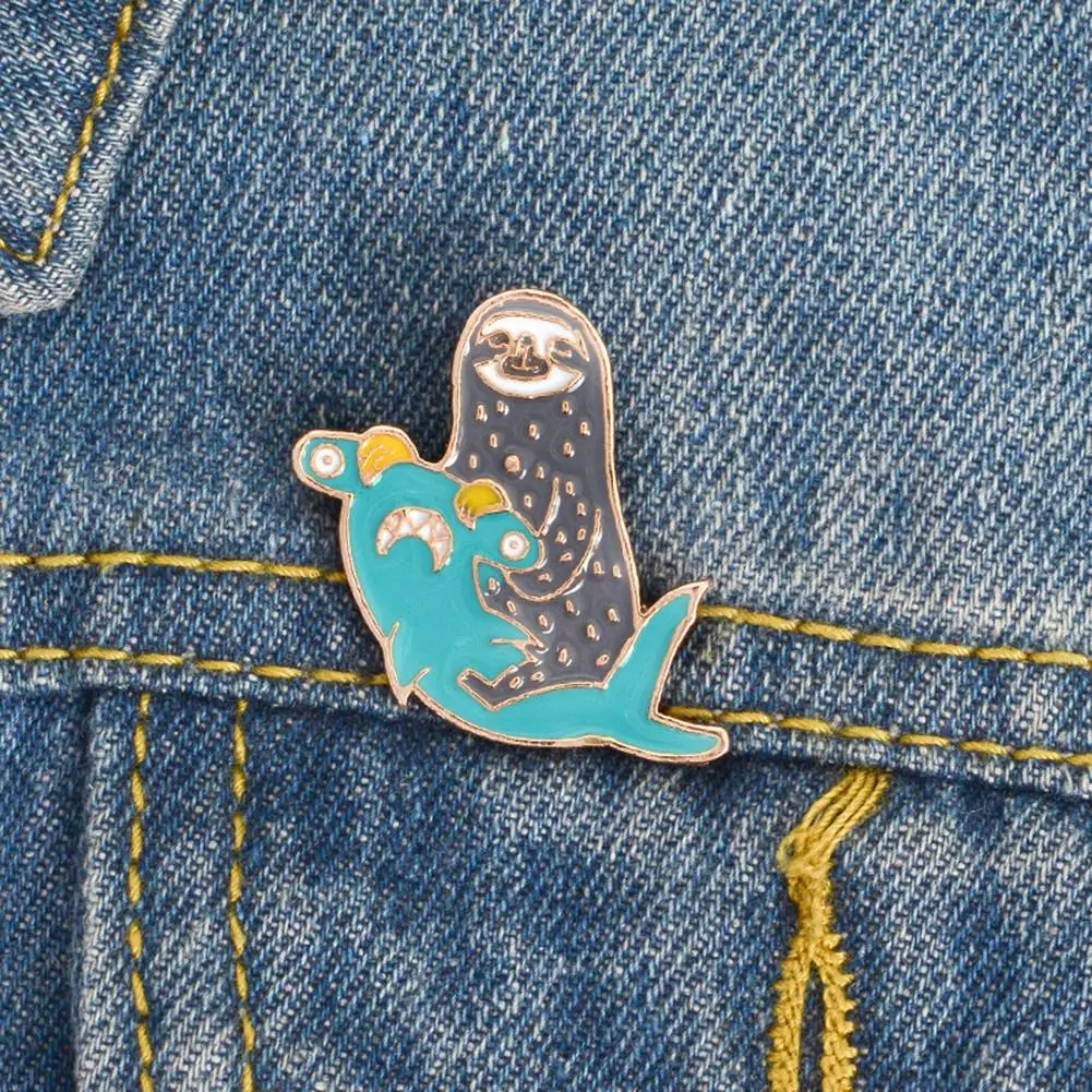 

Cute Hammerhead Shark Sloth Enamel Brooch Pin Lapel Denim Bag Badge Jewelry brooch woman jewelry