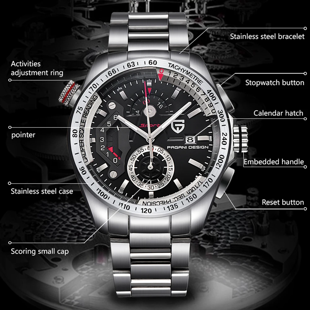 Billige PAGANI DESIGN Kreative Quarz Männer Uhr Stainess Stahl Chronograph Army Military Sport Uhr Männer Relogio Masculino Reloj Hombre