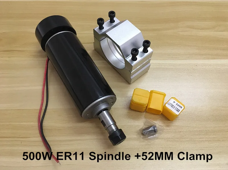

Free Shipping Air Cooled Spindle 500W CNC Router Spindle Motor + 52mm Clamp + 3pcs ER11 Collet For Milling Machine Tools