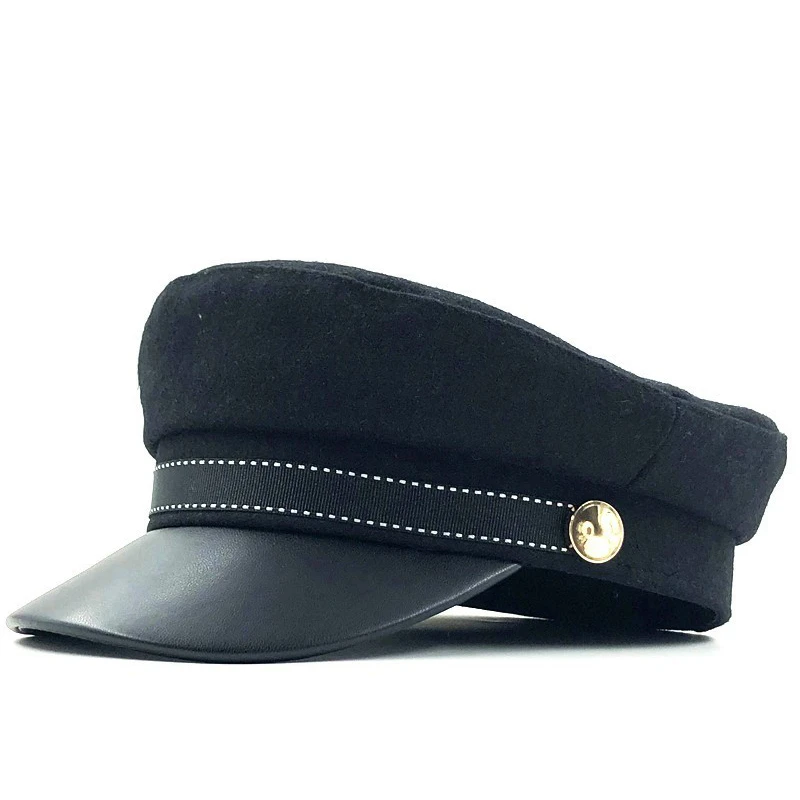 Шерстяные осенние Восьмиугольные шляпы для женщин плоская бейсбольная Кепка в стиле милитари Женские Твердые крышки Женские повседневные береты шляпа бренда Gorra Militar