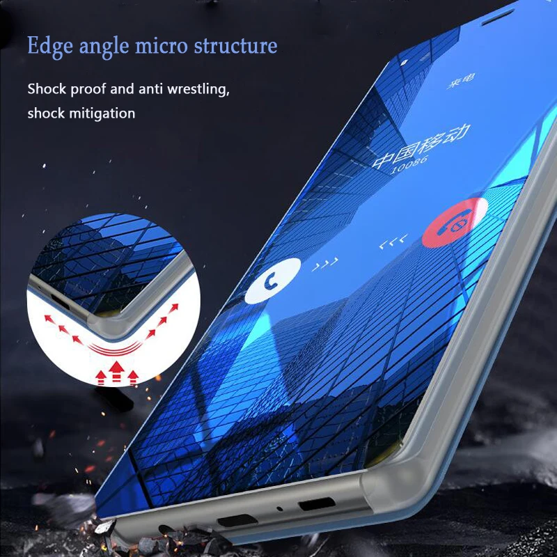 View Mirror Smart Flip Case For Samsung Galaxy S10 S8 S9 Plus S7 Edge Note 9 8 A8S A10 20 30 40 50 70 M10 M20 M30 J5 J6 J8 Cover