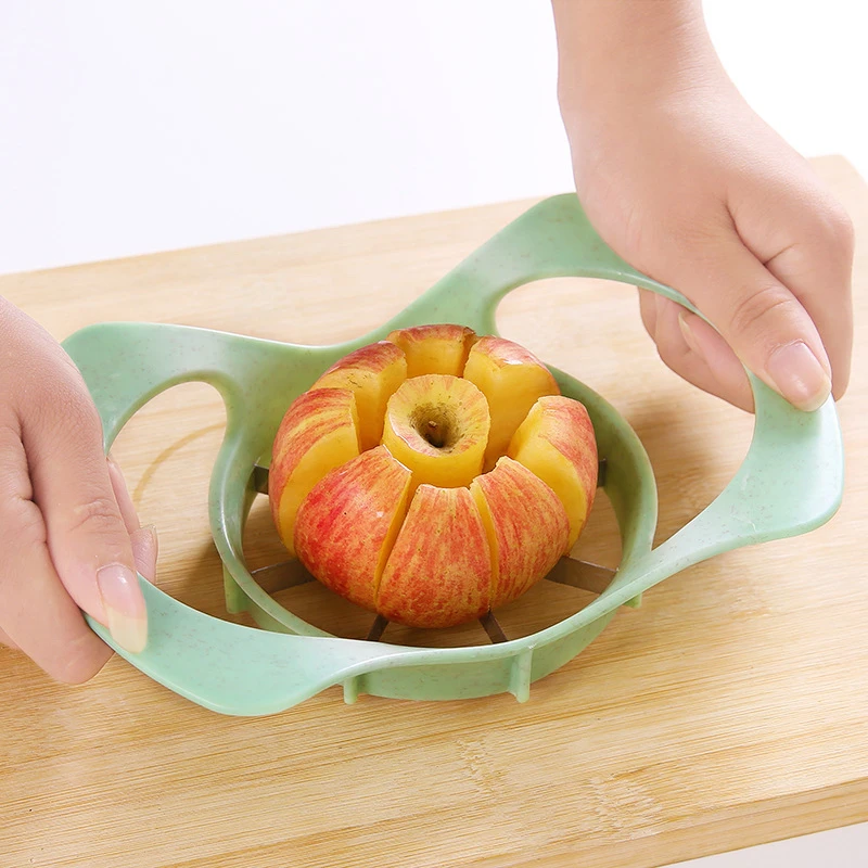 

Kitchen Tools Large Apple-shaped Stainless Steel Cut Fruit Device Apple Slicer Cut Apples Dividers Knife Wheat Straw Handle