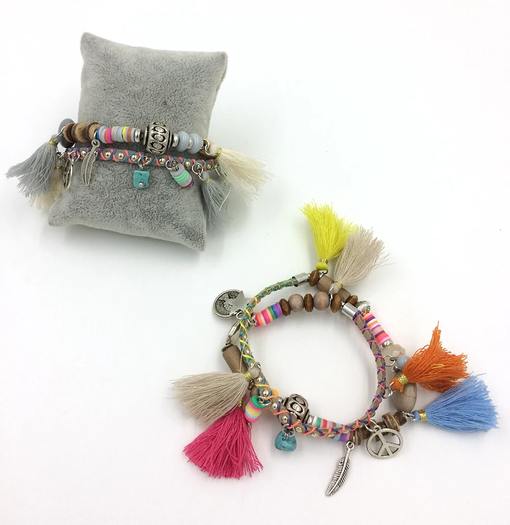 Rushed Tension Setting Rolo Chain New Ethnic Handcraft Bracelets Friendship Bracelet Tassel Charm Bangle Beaded Bohemia