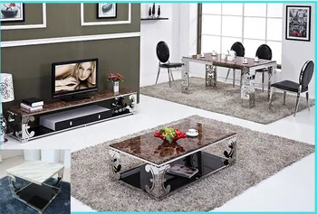 Soporte de TV para monitor de sala de estar, mueble de acero inoxidable, mesa de tv, mesa de centro de café y mesa de esquina