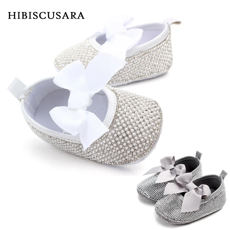 Crystal Baby Girl Princess Shoes Bow Summer Spring Crib Shoes Infant