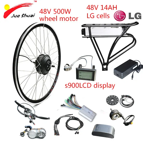 500W S900 LG48V14AH 48V 350W 500W комплект для переоборудования электрического велосипеда с бесщеточным двигателем Шестерни колеса moto r 48V литиевая Батарея, фара для электровелосипеда в Байк, способный преодолевать Броды moto Лонгборда Байк, способный преодолевать Броды - Цвет: 500W S900 LG48V14AH