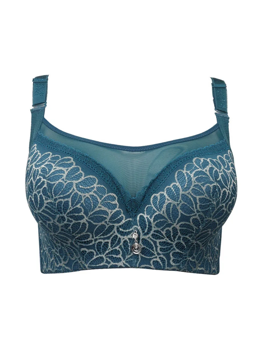 Women's Lace Underwear Big Bust Thin Full Cup Bra 75-105 C D E Cup TOP Large Bralette Push Up Adjustable Women Sexy Lingerie Bra 2