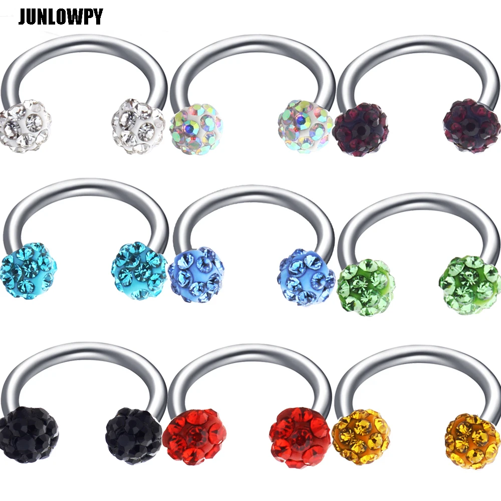JUNLOPWY Stainless Steel Double Crystal Nose Hoop Ring Piercing Ear