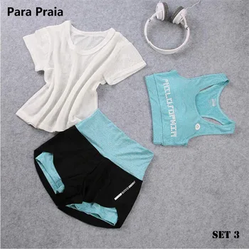 High Waist Three Piece Yoga Set 4 High Waist Three Piece Yoga Set Sportswear for Women Sports Bra Fitness Clothing Women Sports