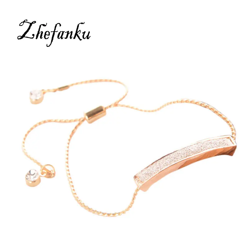 

Fashion Women Lady Metal Crystal Pave Bar Slider Chain Bracelet Gold Silver Adjustable Drawstring Tightening Bractlet Jewelry