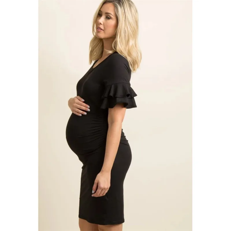 Платье для беременных с рукавами-пагода; Gravidas Vestidos; платья для беременных; Одежда для беременных женщин; обтягивающее летнее платье для беременных