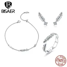 Бисаер, перья, ювелирный набор, 925 пробы, серебряные крылья, перья, Винтажные Ювелирные наборы для женщин, ювелирные изделия из стерлингового серебра WES115