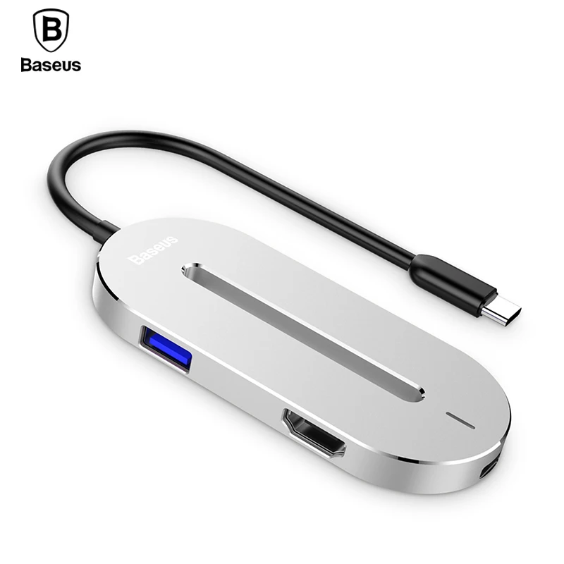 

Baseus Universal HUB Type-c Converter Type C Male to HDMI USB 3.0 Type-c Female Adapter Cable For Macbook Pro Type-c Notebook