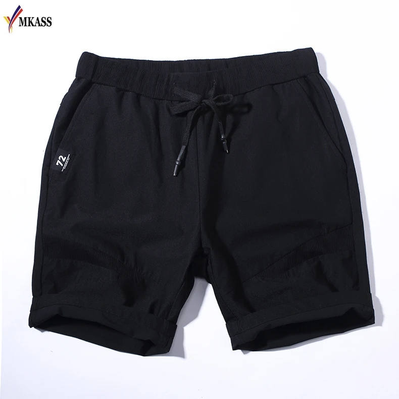 2018 Black Short Men Summer Cotton Men Short Pants Elastic Waist Solid Knee Length Casual Bermuda Beach Shorts Trousers