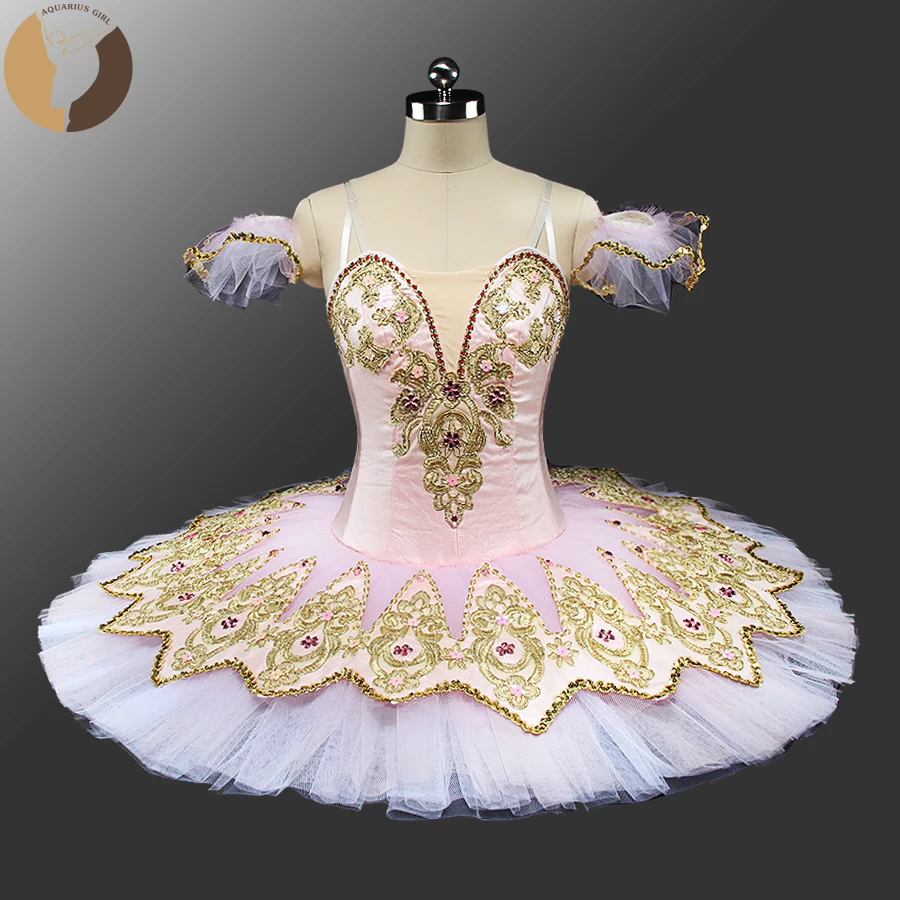 Fltoture ch0041f Гирс Pink Балетные костюмы пачка 10 слоев тюля Кружево платье ребенок