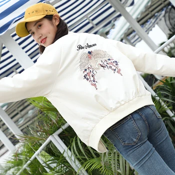 

Spring autumn new arrival baseball embroidery coat harajuku loose Korean jacket batwing sleeve fashion streetwear casual jackets