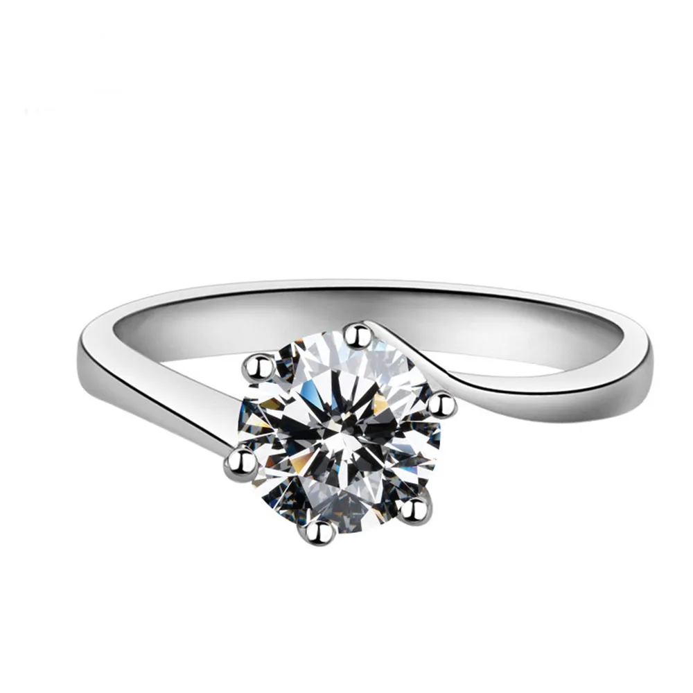 

Wedding Ring White AAA Cubic Zirconia 925 Sterling Silver Women Promise Ring Size 6 7 8 9 HERR0048