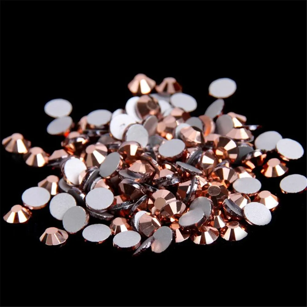 

SS3-SS30 Size Choice Loose Rose Gold Color Flatback Crystal Rhinestones DIY Non HotFix Glass Stones No Glue Nail Arts Decoration