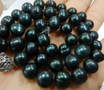 

Free shopping! GENUINE 9-10MM BLACK NATURAL TAHITIAN PEARL NECKLACE 18