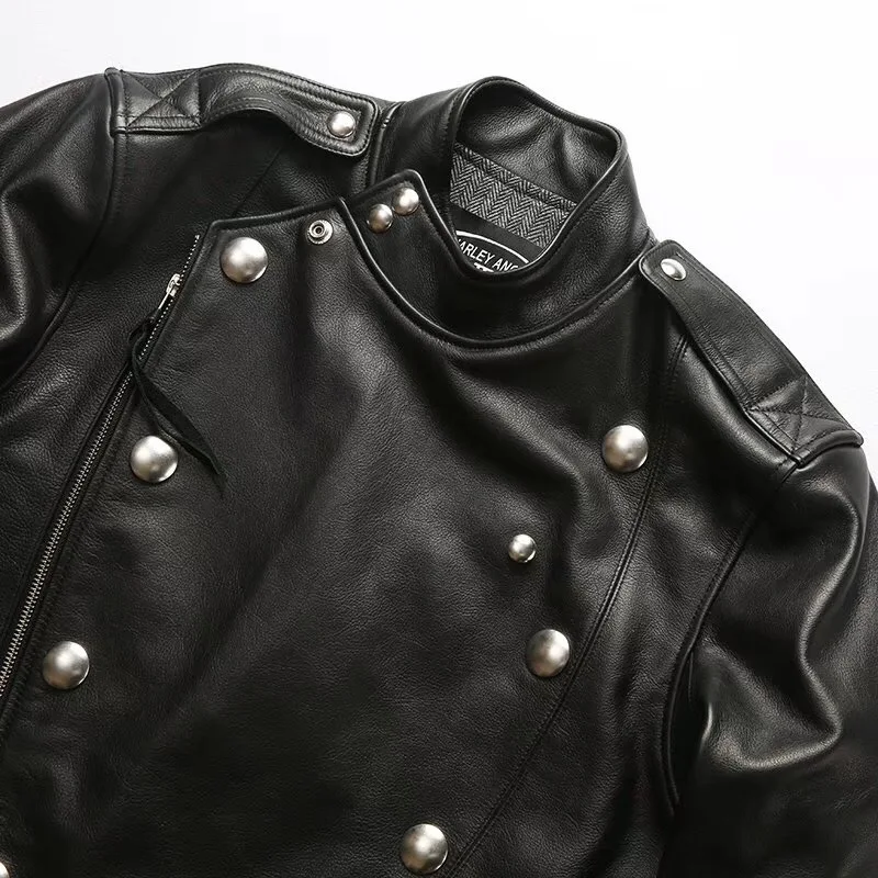 Deals J31 Read Description ! Asian size super quality men's genuine thich heavy cow leather coat vintage looking stylish rider jacket