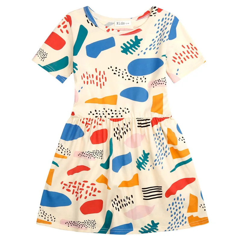 

Little Girls Summer Dress 2016 New Fashion Graffiti Pattern Kids Dresses For Baby Girl Clothes High Quality vestido menina