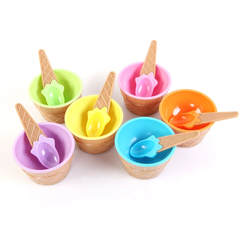 Cute Ice Cream Infant Bowls And Spoon Set Ice Cream Kitchen Dinnerware