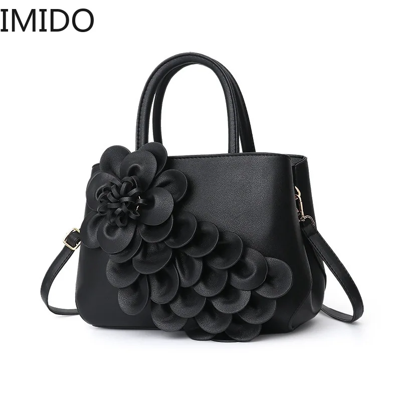 

IMIDO 2019 New Simple Fashion 3D Large Flower Large Capacity Handbag European and American Shoulder Luxury Women Bags Designer