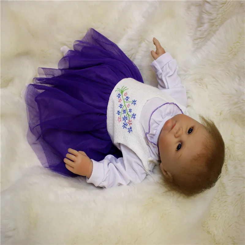 SanyDoll 19 дюймов 48 см Силиконовые Детские куклы reborn, реалистичные куклы reborn красивое платье подарок на день рождения