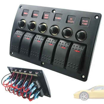 

Car Switch Panel Red Single Bar Switch Combinate Panel Lighter Socket with PCB Overload Protector for Car Yacht Ship