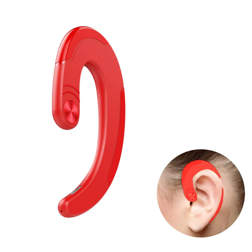Наушники Беспроводной Bluetooth наушники Спорт гарнитура висит типа уха костной проводимости без ушной универсальный тип - Цвет: Красный