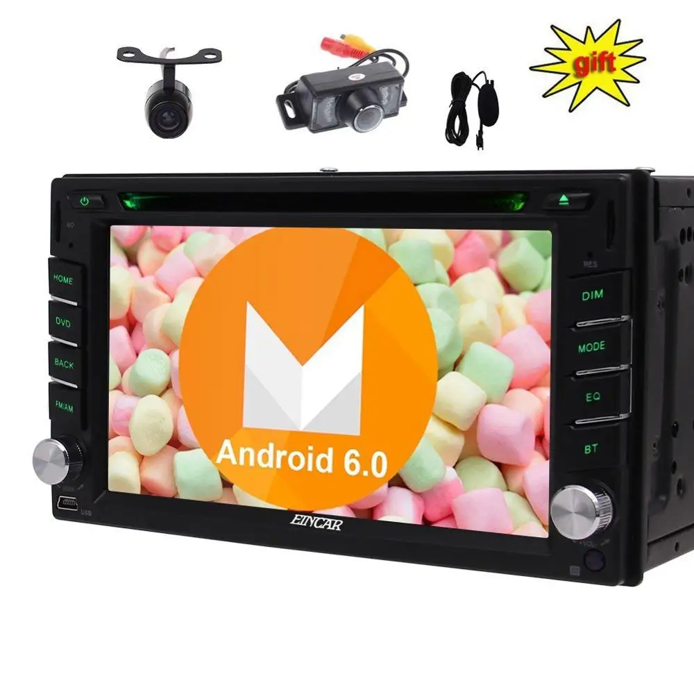 Eincar Android 6.0 GPS Car audio dvd Stereo 2din Car Player DVD Autoradio Wifi Mirror Link Headunit+free Microphone Dual Cameras