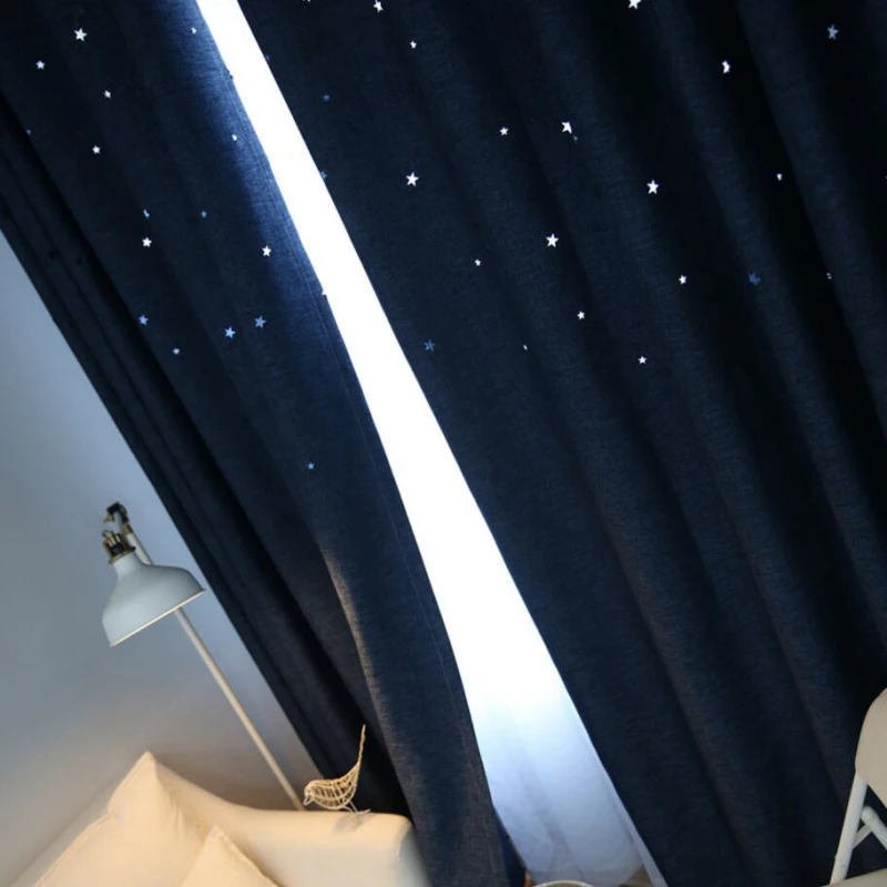 Зеленая занавеска с полыми звездами, сплошное окно, для спальни, кухни, льняная занавеска для гостиной, тюль из белой прозрачной ткани, оттенок X370#30