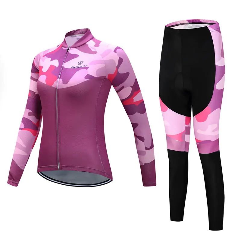 

Spring/Autumn Women Long Sleeve Bicycle Cycling Sets 3D Padding Cushion Camouflage Sport Jerseys Customized/Wholesale Service