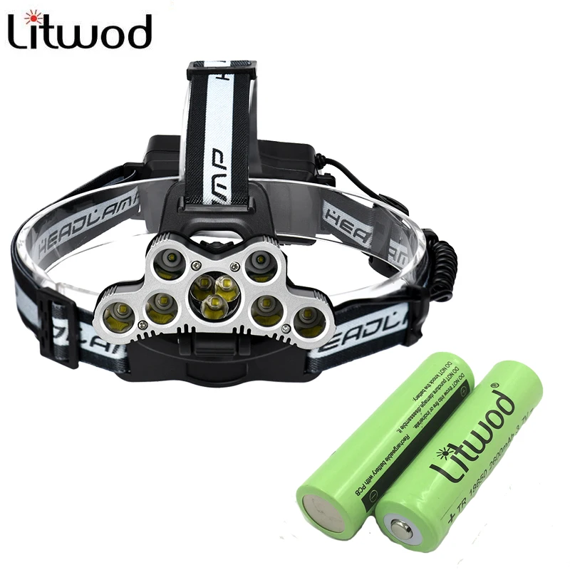 

Litwod Z30 9 CREE LEDS White light USB Led Headlamp Headlight Head Flashlight Torch XM-L T6 Headlamp Rechargeable Batteries