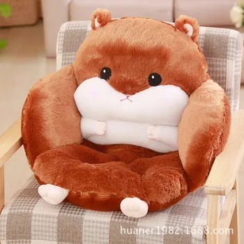 

Cute 3D Hamster Cushion Pillow + Office Floor Thicken Seat Cushion Dining Chair Pads 2pcs/set Plush Toys Car Decors Gift