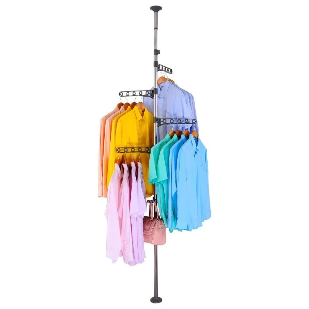 Adjustable Corner Coat Rack Tree Stand Tension Pole Organizer Hanger