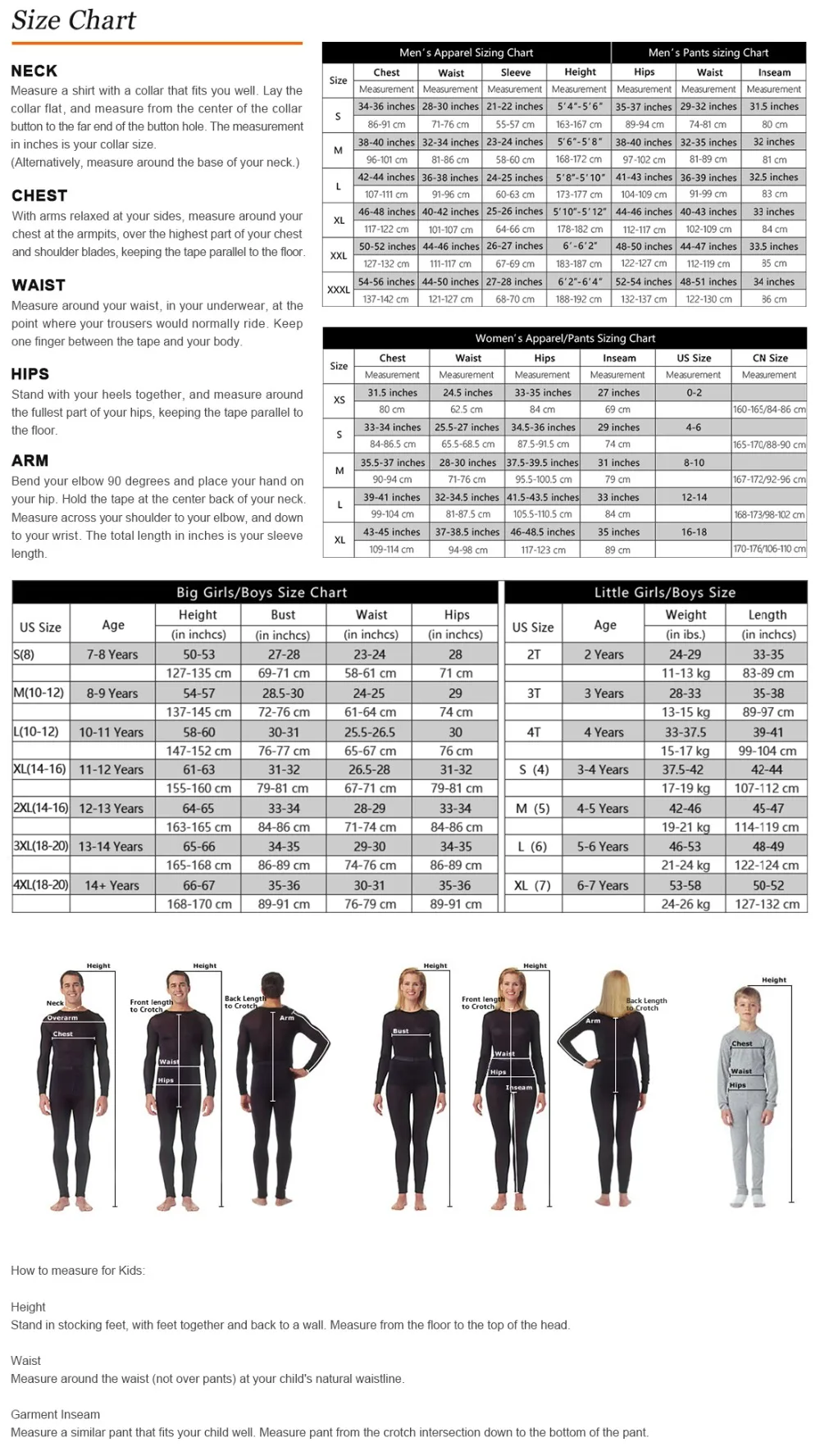 size- chart for all