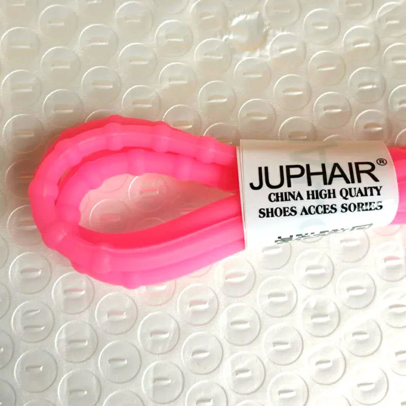 1-50Pairs Pink Easy-soft Silicone Laces lazy Personality Fashion High Tensile Fluorescent Girl Laces Running Shoe Shoelaces High
