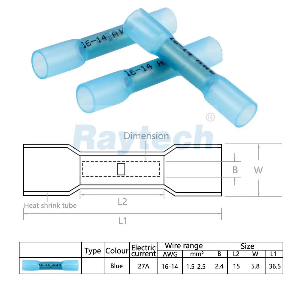 40pcs blister box Insulated Heat Shrink Waterproof Butt Connectors Wire Connectors AWG12-26