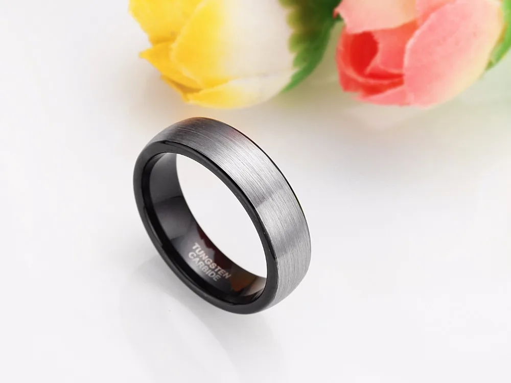 6 мм полированное матовое вольфрамовое Карбидное кольцо для мужчин, черное, синее, розовое золото, инкрустация куполом, обручальное кольцо, женские кольца, США, Прямая поставка