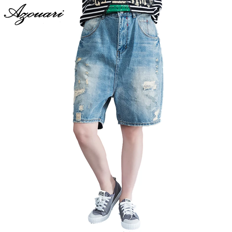 

azouari 2017 summer new washed white comfortable and comfortable L XL XXL Plus size women's jeans shorts
