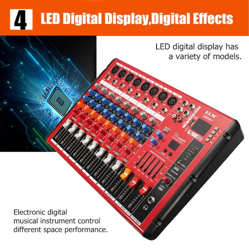 Профессиональный bluetooth DJ аудио микшерный пульт 8 каналов цифровой звуковой микшер для ТВ ПК телефона
