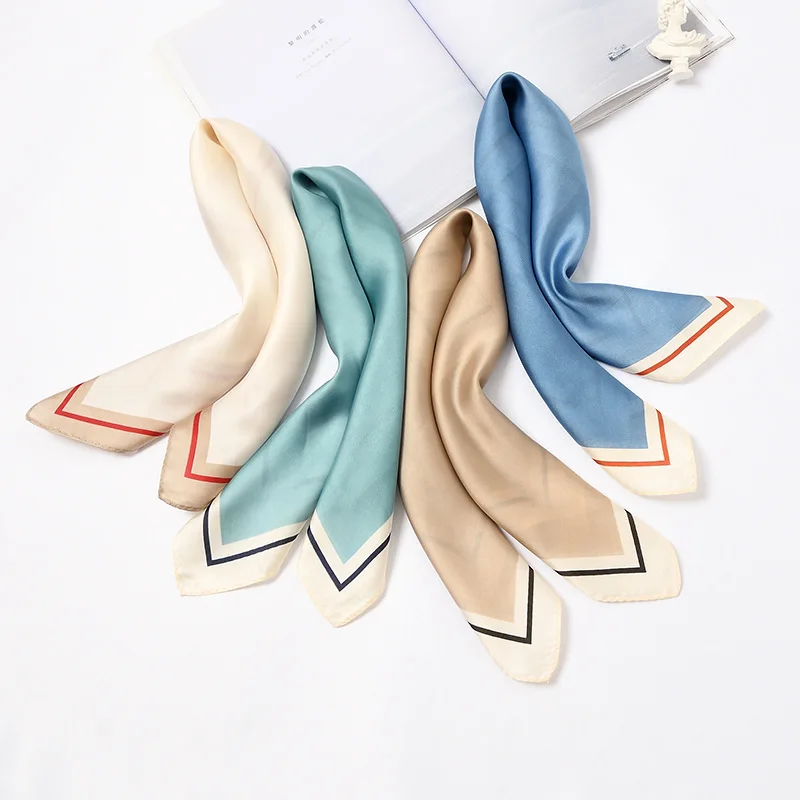 

53X53cm New Korean Square silk scarf for women Towel elegant women scarves Decorative neck Scarf Professional Stewardess Scarf