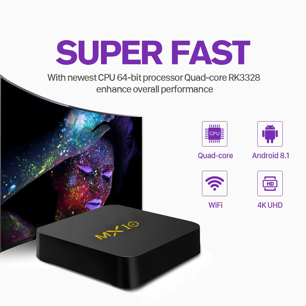 Arabic France IPTV 1 Year Subscription MX10 Android 8.1 4+64G RK3328 Portugal Turkey French UK IPTV Code IP TV Set Top Box SUBTV