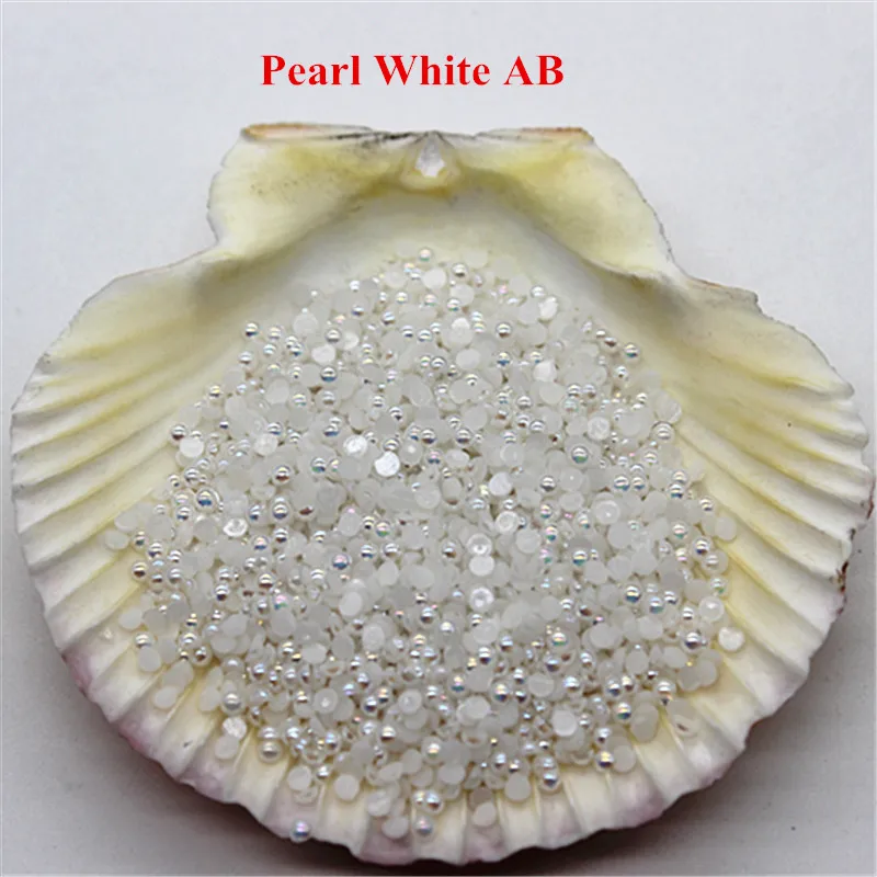 3000pcs Pearl White AB Resin ABS Fake Half Pearls For Nails Round
