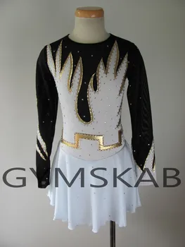 

2018 Contrast Color Figure Skating Dress Women's Girl's Customized Ice Skating Dress Long-sleeved Gymnastics Costume 8050
